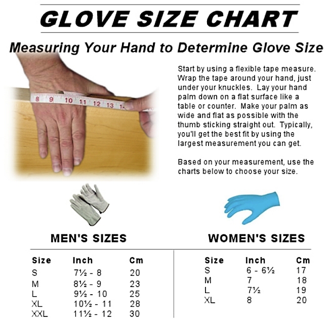 Printable Glove Size Chart