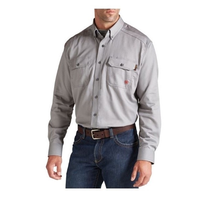 Ariat 10012253 Men's Silver Fox Solid Long Sleeve Flame Resistant Work Shirt