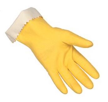 MCR 5250 Yellow 15 Mil 12" Unsupported Latex Flock Lined Glove With Scalloped Cuff