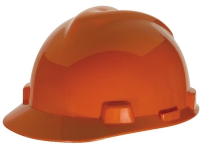 MSA 463945 Orange V-Gard Slotted Cap Style Hard Hat With Staz-On Suspension