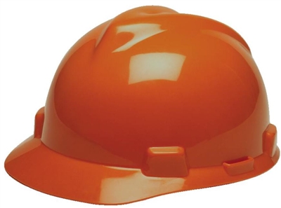 MSA 475361 Orange V-Gard Slotted Cap Style Hard Hat With Fas-Trac III Suspension