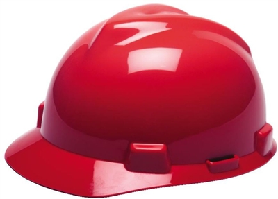 MSA 475363 Red V-Gard Slotted Cap Style Hard Hat With Fas-Trac III Suspension