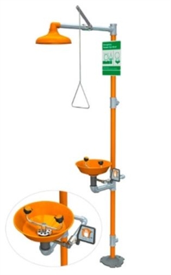 Guardian Equipment G1902P Safety Shower Station With Eye Wash - Orange ABS Plastic Bowl