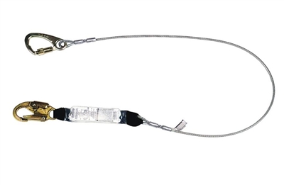 MSA 10047086 6' Single Leg Fixed FP5K Tie-Back Shock Absorbing Lanyard - Cable