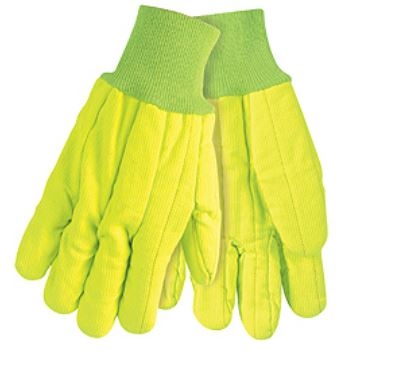 MCR 9018CDY Double-Palm Nap-In Canvas Glove - Yellow Hi-Vis Cord Quilted Knit Wrist