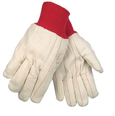 MCR 9018CR Double-Palm Nap-In Canvas Glove - Natural/Red Knit Wrist
