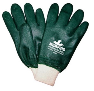 MCR 6400 Nitrile Reinforced Double Dipped PVC Glove With Green Knit Wrist