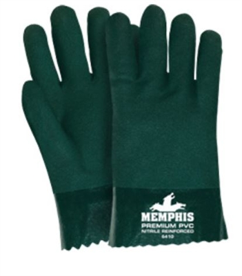 MCR 6410 Nitrile Reinforced Double Dipped PVC Glove With Green 10