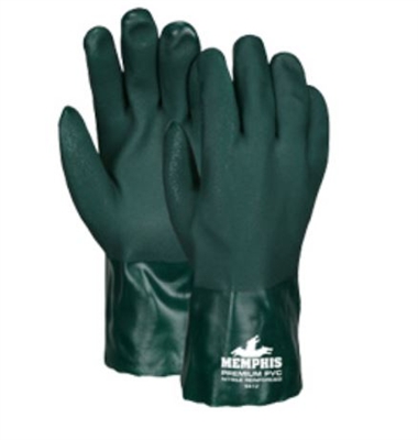MCR 6412 Nitrile Reinforced Double Dipped PVC Glove With Green 12" Gauntlet