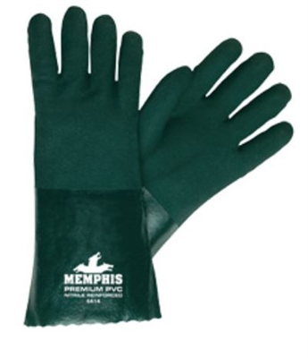 MCR 6414 Nitrile Reinforced Double Dipped PVC Glove With Green 14