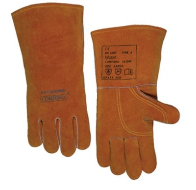 Best Welds 10-2000 Quality Split Cowhide Leather Welder Glove - 14" Bucktan