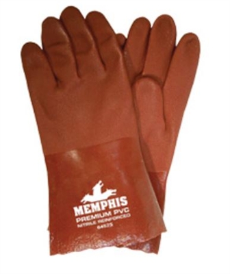 MCR 6452S Nitrile Reinforced Double Dipped PVC Glove With Red 12