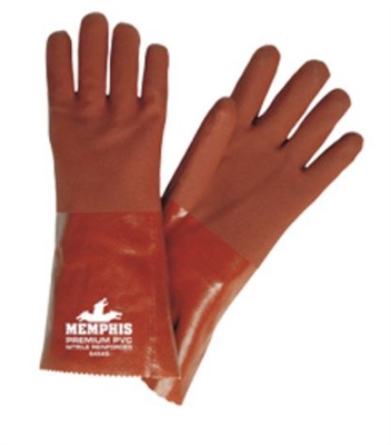 MCR 6454S Nitrile Reinforced Double Dipped PVC Glove With Red 14