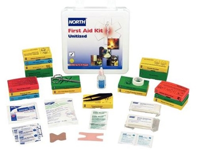 North Safety 019715-0008L 14" x 9-1/2" x 2-5/8" Metal 36 Unit Unitized First Aid Kit