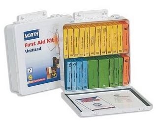 North Safety 019710-0006L 10-1/4" x 7" x 3" Plastic 15 Unit Unitized First Aid Kit