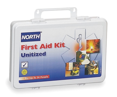 North Safety 019714-0008L 14" x 11" x 3-1/4" Plastic 36 Unit Unitized First Aid Kit