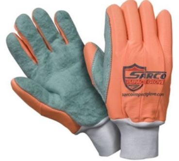Southern Glove SIG007O Sarco Impact Double Woven Green Outer Glove With Fluorescent Orange Fingers
