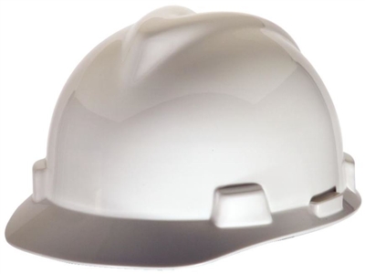 MSA 463942 White V-Gard Slotted Cap Style Hard Hat