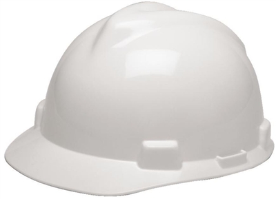 MSA 475358 White V-Gard Slotted Cap Style Hard Hat With Fas-Trac III Suspension