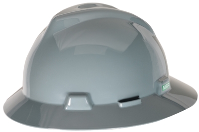 MSA 475367 Gray V-Gard Slotted Hard Hat With Fas-Trac III Suspension