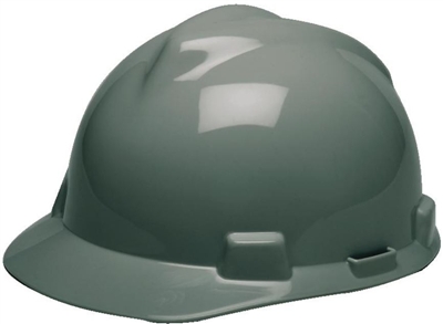 MSA 475364 Navy Gray V-Gard Slotted Cap Style Hard Hat With Fas-Trac III Suspension