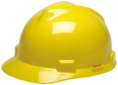 MSA 475360 Yellow V-Gard Slotted Cap Style Hard Hat With Fas-Trac III Suspension