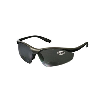 PIP 250-25-0125 Mag Readers Semi-Rimless Safety Readers with Black Frame, Gray Lens and Anti-Scratch Coating - +2.50 Diopter
