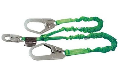 Miller 231M-Z7/6FTGN Twin Leg Manyard II Stretchable Shock Absorbing Lanyard - Snap Hook Harness Connection And Rebar Anchor Hook