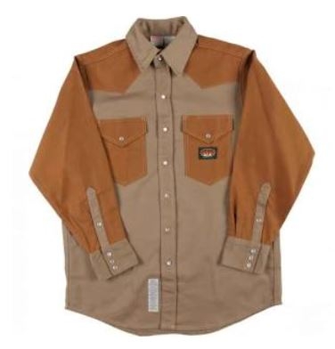 RASCO FR1104DK/KH 10 Oz Khaki-Duck Fire Retardant Long Sleeve Western Style Shirt