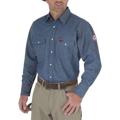 Wrangler FR12127 Denim Men's Flame-Resistant Work Shirt