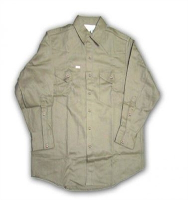 RASCO FR0904KH 10 Oz Khaki Fire Retardant Long Sleeve Dress Shirt