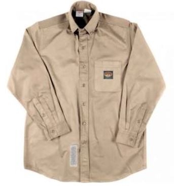 RASCO FR1303KH 7.5 Oz Khaki Fire Retardant Long Sleeve Dress Shirt