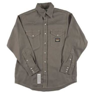 RASCO FR1004GY 10 Oz Gray Fire Retardant Long Sleeve Western Style Shirt