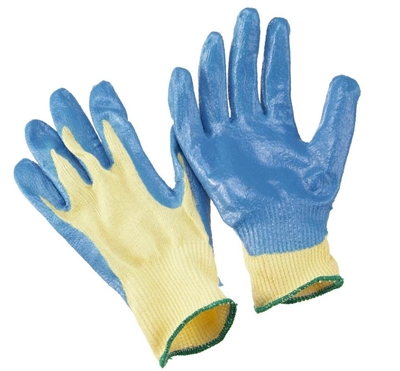 Seattle Glove K20BP 100% Kevlar String Knit Cut Resistant Glove - Dots On Both Side - Blue Nitrile Palm