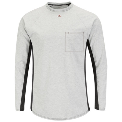 Bulwark MPS8 Gray EXCEL FR Long Sleeve Two-Tone Base Layer With Concealed Chest Pocket
