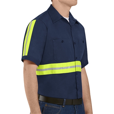 Red Kap SC40 Navy Men's Enhanced Visibility Cotton Work Shirt