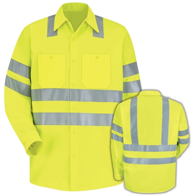 Red Kap SS14AB Yellow Hi-Visibility Work Shirt Class 3 Level 2