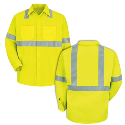 Red Kap SS14HV Yellow Hi-Visibility Work Shirt Class 2 Level 2