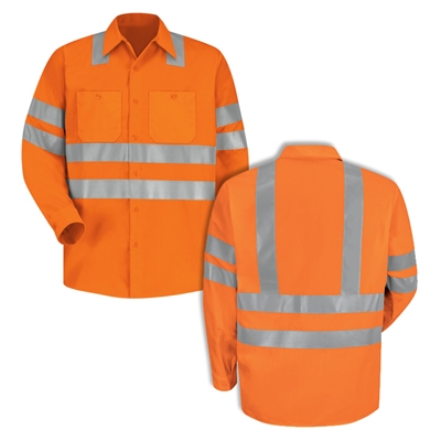 Red Kap SS14OF Orange Hi-Visibility Work Shirt Class 3 Level 2